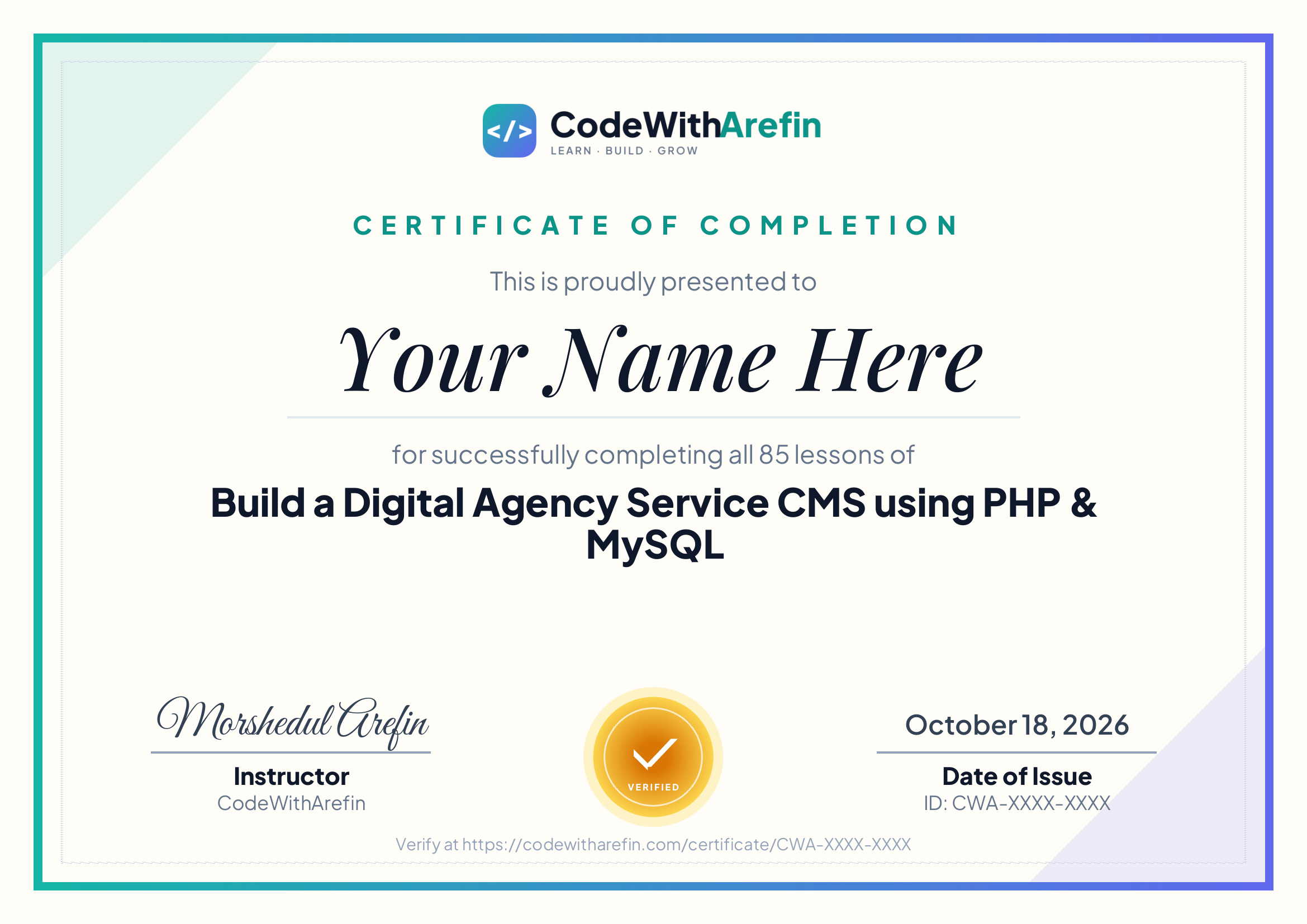 Certificate preview
