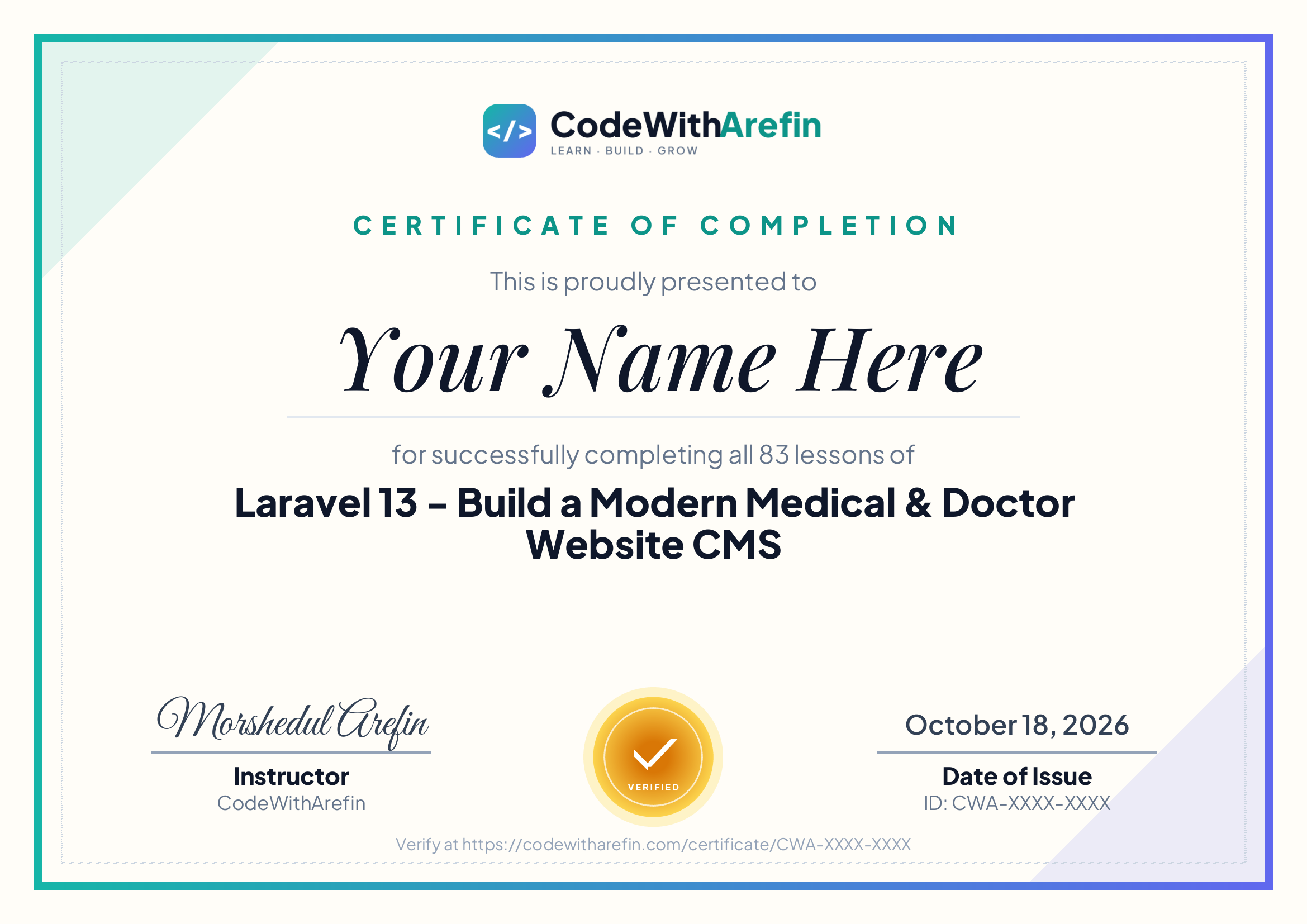 Certificate preview