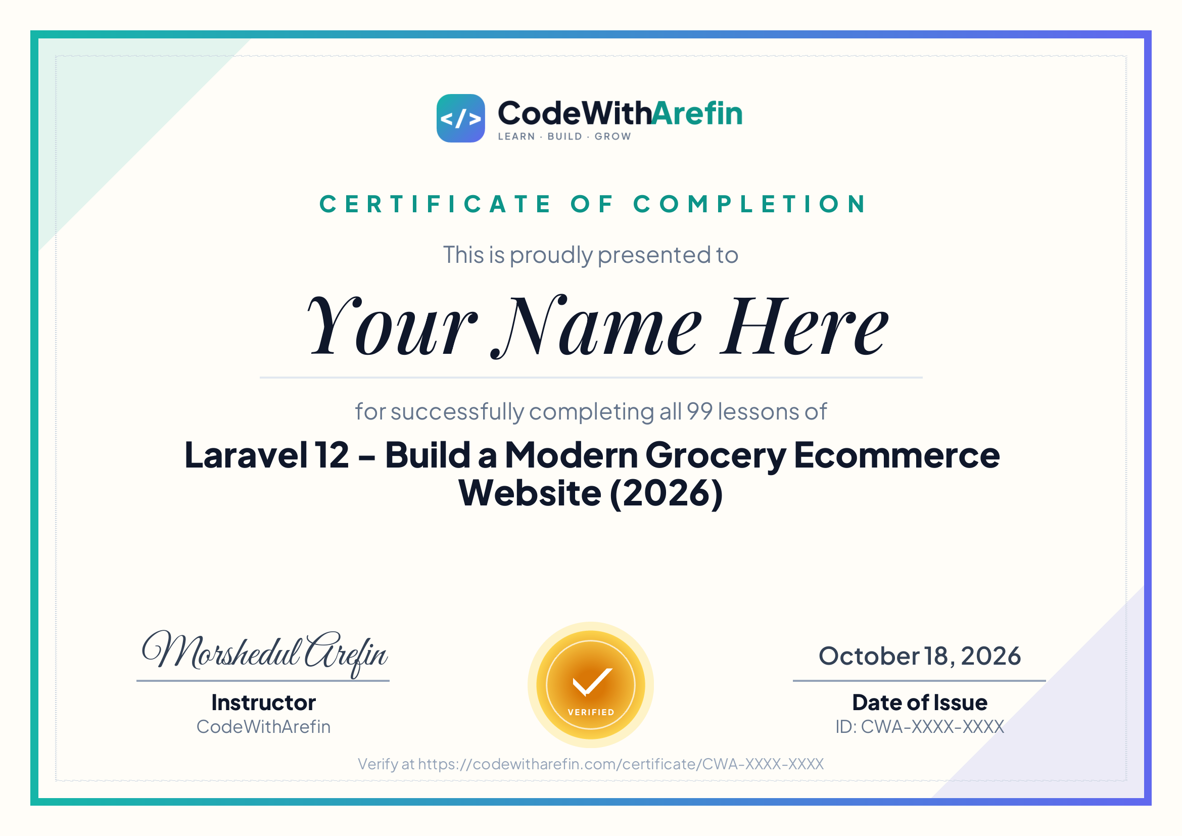 Certificate preview