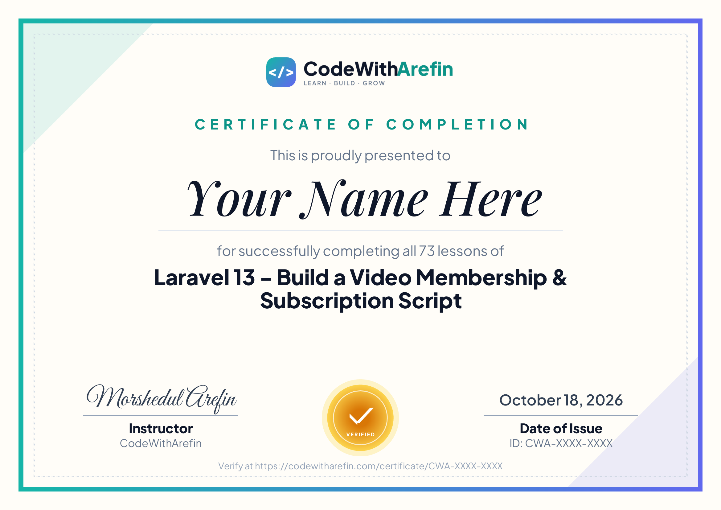 Certificate preview